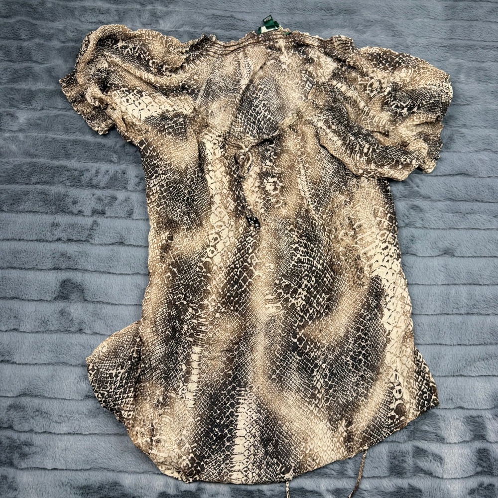 Lauren Ralph Lauren Silk Snakeskin Print Blouse XL Neutral Animal Print Top